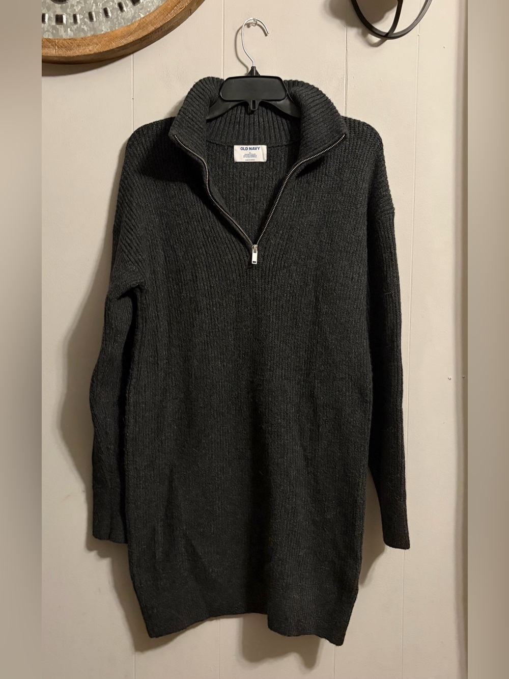 Old Navy Dark Gray Half-Zip Sweater Dress